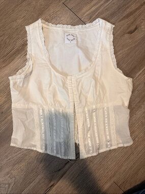 With Jean White Lace-Trim Cotton Camisole